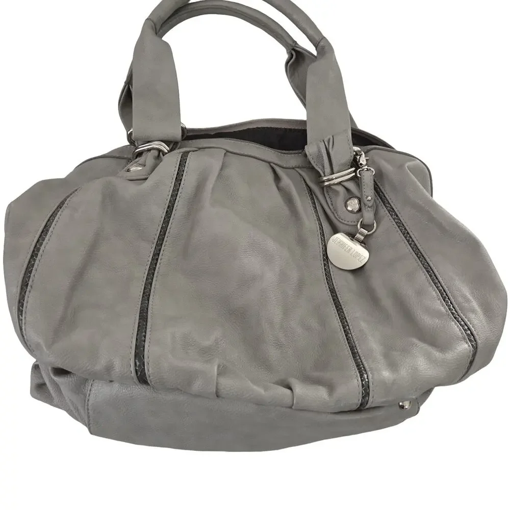 Jennifer Lopez Vegan Leather Double Handle Handbag Purse Moto Glam